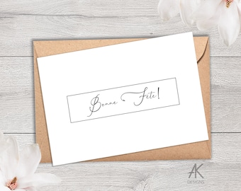 Set of 3 Bonne Fete carte de voeux, French Birthday card, Happy Birthday card in French, Elegant black and white card in French