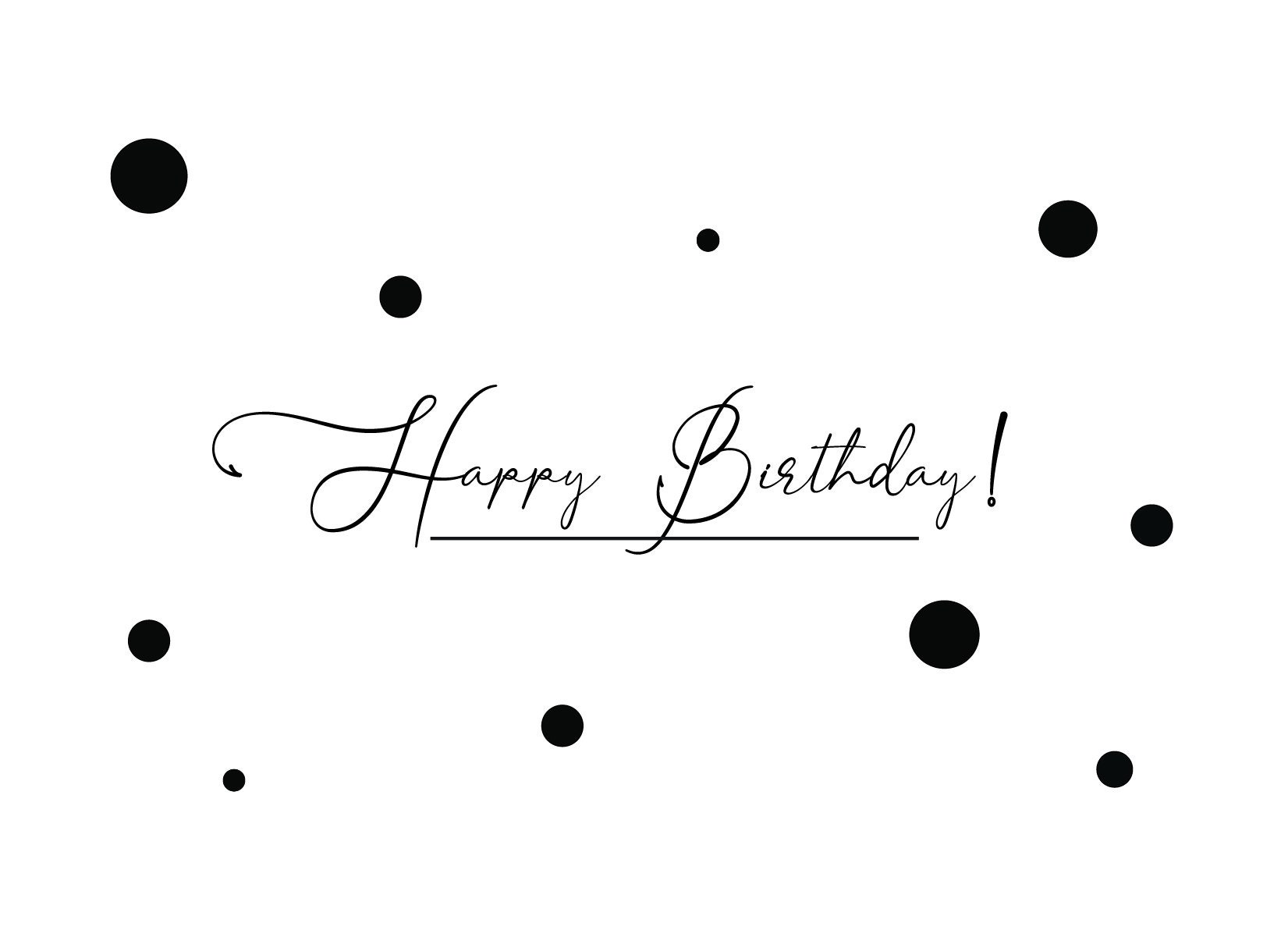 Digital Instant Download Black and White Happy Birthday Card, Printable