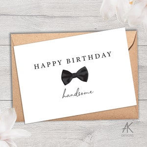Happy Birthday Card pour lui, Joyeux anniversaire Beau, Joyeux anniversaire pour cette personne spéciale, Carte noir et blanc, Plié, Blanc à l’intérieur