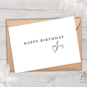 Sofortiger Download Printable Happy Birthday Sexy Karte, Original schwarz weiß Geburtstagskarte,