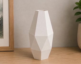 DIY Papercraft Flower Vase, Low Poly Geometric Design (Digital Files)