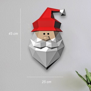 DIY Papercraft Kerstman Trofee, Kerstman decor, Kerstcadeaus, Papieren speelgoed, Vrolijk Kerstfeest, Kerstmuurkunst, Kerstman trofee, 3D wanddecor