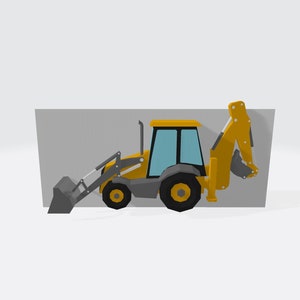 DIY Papercraft JCB Construction Machine,Lowpoly Digger,3d wall art,Construction Crane,Construction backdrop,Papercraft digger,Loader backhoe