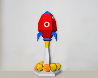 DIY Papercraft Rocket Model with Smoke (pdf, eps, dxf, png files)