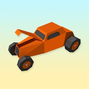 DIY Papercraft hot rod car favor, party favour,ford car model,hotrod car model,printable car,pdf templates,car dxf,babyshower favour,3d car