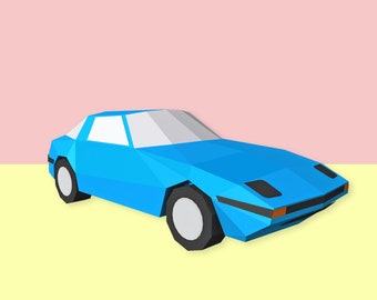 DIY Lowpoly Paper Car Model, Printable 3D Templates (PDF)