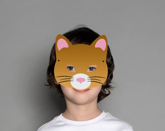 DIY Printable Paper Cat Mask, Kids Party Cosplay (PDF Files)