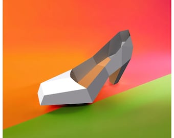 DIY Low Poly Papercraft Shoe, Printable Template (Digital Files)