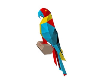 DIY Papercraft Parrot sculpture,Lowpoly Parrot,3d papercraft,,Home decor,Papercraft Bird,Macaw Parrot SVG,3d Parrot sculpture,Pepakura files