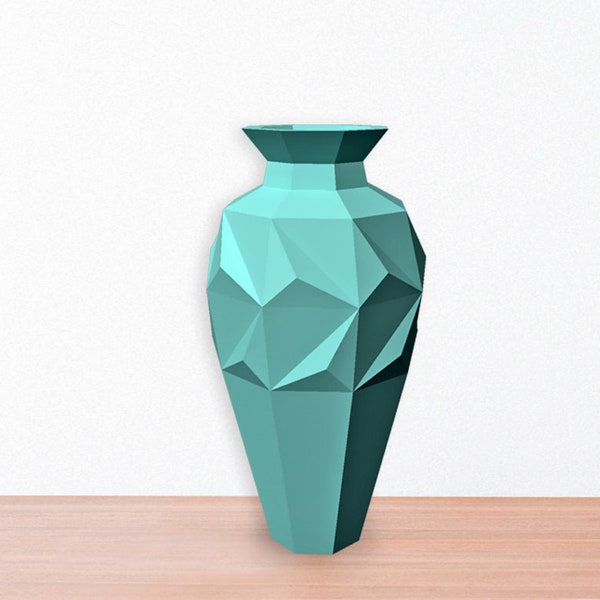 Vase papercraft de DIY, vase de lowpoly, vase géométrique, vase de fleur de lowpoly, vase de fleur papercraft, vase d’Origami, vase de plancher, vase dxf fichiers, vase 3d