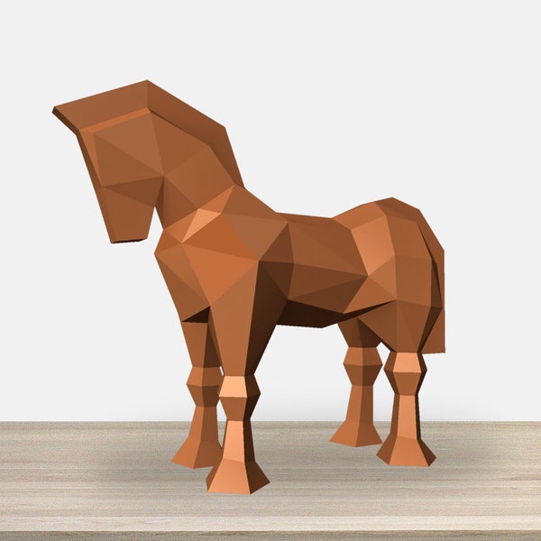DIY Papercraft Trojan horse,papercraft horse,lowpoly horse,wooden horse,trojan war,Ancient horse,greek war icon,Troy war,Printable horse