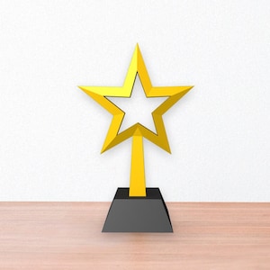 DIY Papercraft star trophy,lowpoly star,star dxf,star png,star papercraft decor,award trophy,printable trophy,competition trophy,3d star