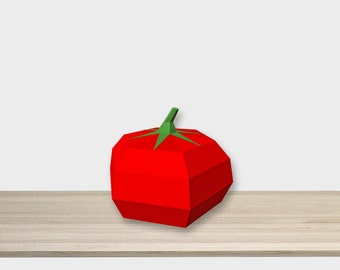 DIY Papercraft Tomate, modelo de tomate 3d, verduras de papel, accesorios de cocina, patrón de tomate, dxf de tomate, png de tomate, plantillas de tomate, artesanías 3d
