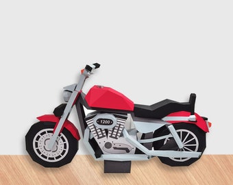 DIY Papercraft Cruiser Motorbike, 3D Lowpoly Model (PDF)