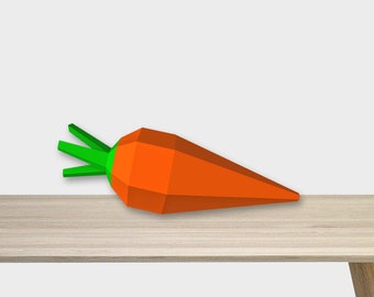 DIY Papercraft Carrot png,3d carrot model,papercraft vegetables,kitchen props,Carrot pattern,Carrot dxf,pepakura pattern,pepakura templates