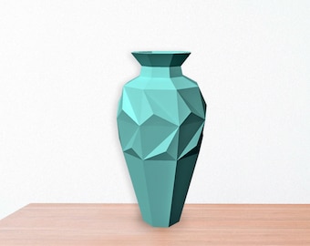 DIY Papercraft Vaas, lowpoly vaas, Geometrische vaas, lowpoly bloem vaas, papercraft bloem vaas, Origami vaas, vloer vaas, vaas dxf bestanden, 3d vaas