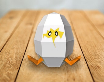 DIY Papercraft Chick en huevo incubado, pollo de papel, huevo de baja pólvora, huevo de Pascua favor, modelo papercraft, pollo bebé, artesanías 3d, favores de Pascua