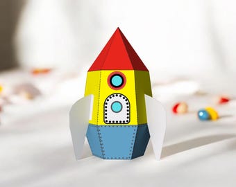 DIY Papercraft Rocket Favor, Party Decor (PDF Pattern)