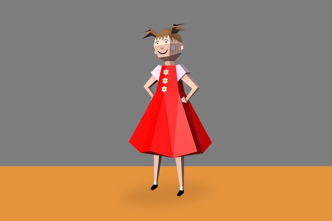 DIY Papercraft Toon Girl Character, Papaercraft Girl Sculpture, Cartoon ...