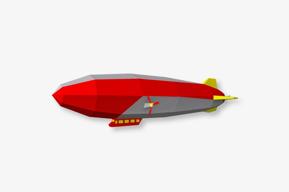 DIY Papercraft Blimp vliegtuigen, lowpoly blimp vliegtuig, 3d vliegtuig, lowpoly vliegtuig, papercraft vliegtuig, papercraft vliegtuig, goodyear blimp
