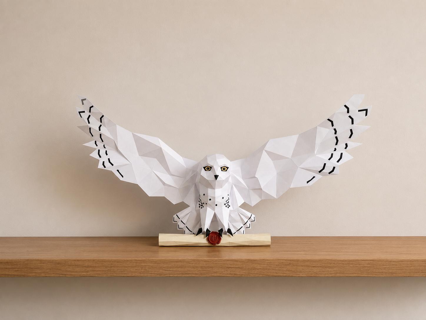 シロフクロウのペーパークラフト用テンプレート（デジタルファイル