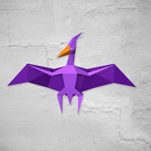 Gufo papercraft fai-da-te, modello di dinosauro 3d, pterosauro Lowpoly, bestia volante, trex, trofeo dinosauro, modelli PDF, trofeo Tyrannosaurus, trofeo Pterosaur
