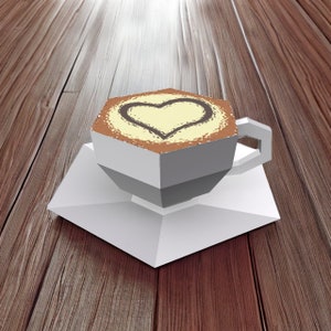 DIY Papercraft Cup and saucer,Lowpoly Mug,Lowpoly cup,Printable cup,Tea time,Coffee Cup,Coffee Mug,Cup with saucer,Cup png,Cup dxf,3d cup