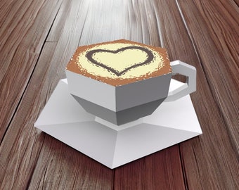 DIY Papercraft Lowpoly Cup and Saucer (Digital Files)