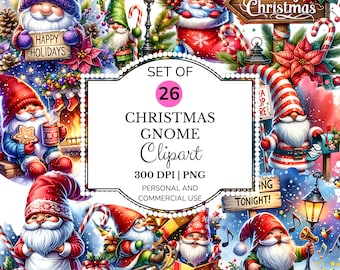 Christmas Gnome PNG Bundle, Festive Gnomes Holiday Sublimation, Nordic Winter Gnome Clipart, Cozy Christmas Digital Download
