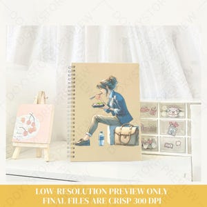 Watercolor Working Girl Clipart Bundle: Quirky Office Art (Digital Download PNG Set 5000x5000px ) image 5
