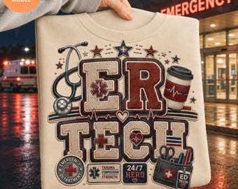 ER Tech Chenille Varsity Design, png, kleding voor medische teams spoedeisende hulp (digitale download)