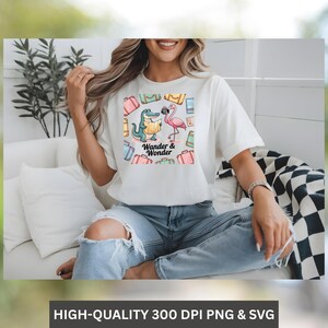 Wander and Wonder-ontwerp, alligator- en flamingo-afbeelding, reis-T-shirt, vakantiesweater, schattig dierenshirt, vakantie-outfit, cadeau-idee