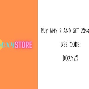 The image is a promotional image for a store called "Doxstore" that offers a 25% discount on any two items purchased together.