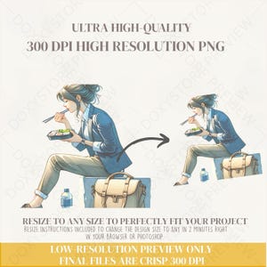 Watercolor Working Girl Clipart Bundle: Quirky Office Art (Digital Download PNG Set 5000x5000px ) image 9