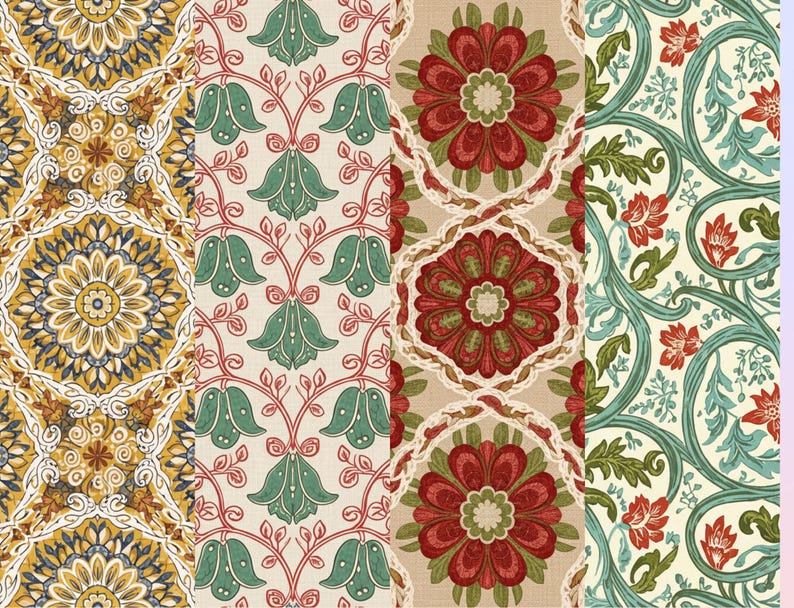 Boho Floral Digital Paper Pack: Seamless Folk Art Patterns (digital ...