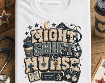 Night Shift Nurse PNG, Celestial Chenille RN Graphic (digitale download)