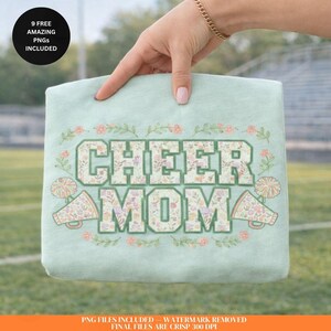 Floral jubeln Mom PNG, Kunstgarn Chenille Patch Design (digitaler Download)