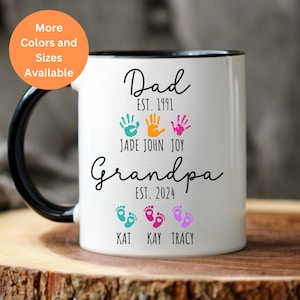 Grandpa Mug with Grandkids Names, Personalized Handprint Gift for Father&#39;s Day, Custom Coffee Cup for Grandpa, Unique keepsake Dad Belong To