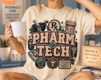 Pharm Tech Shirt PNG, Pharmacy Specialist Graphic, Medication Care Design, Sublimation PNG Download