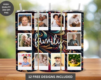 Gepersonaliseerde wrap familiefoto beker: polaroid-collageontwerp (png)