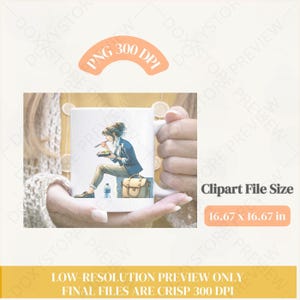 Watercolor Working Girl Clipart Bundle: Quirky Office Art (Digital Download PNG Set 5000x5000px ) image 7