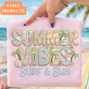 Summer Vibes Surf Sun Chenille Patch PNG (Digital Download)