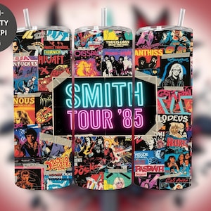 Neon retro concertbeker wrap png, posterontwerp bandtour (20oz mager)