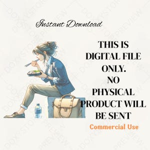 Watercolor Working Girl Clipart Bundle: Quirky Office Art (Digital Download PNG Set 5000x5000px ) image 12