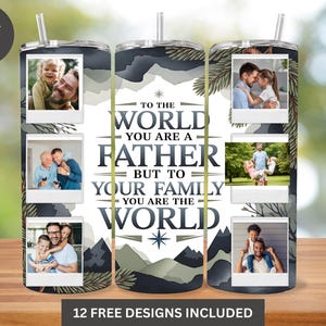 Vatertag Foto Tumbler Wrap, Daddy 20 Unzen Skinny Tumbler Sublimation Design, Familienfoto Tumbler PNG, Papa Foto Geschenk, Weihnachten, Geburtstag
