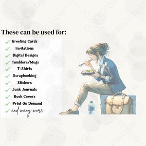 Watercolor Working Girl Clipart Bundle: Quirky Office Art (Digital Download PNG Set 5000x5000px ) image 10