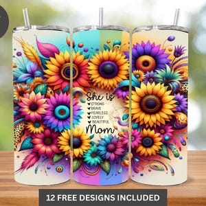 Sunflower Mom Tumbler Wrap, Floral 20oz Skinny Tumbler Design, Leopard Mom Sublimation PNG, Mother's Day Gift, Floral Sublimation, Christmas
