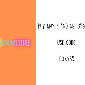 The image is a promotional image for a store called "Doxstore", which offers a 35% discount on any purchase of 3 or more items. The text on the image provides a code for the discount, and it is written in a stylized font.