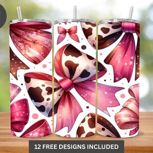 Wrap beker met roze strik: girly sublimatieontwerp (png)