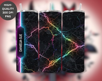 Agate Marble Glitter Lightning Tumbler Wrap: 20oz Skinny, Seamless (Personalized PNG Digital Download)